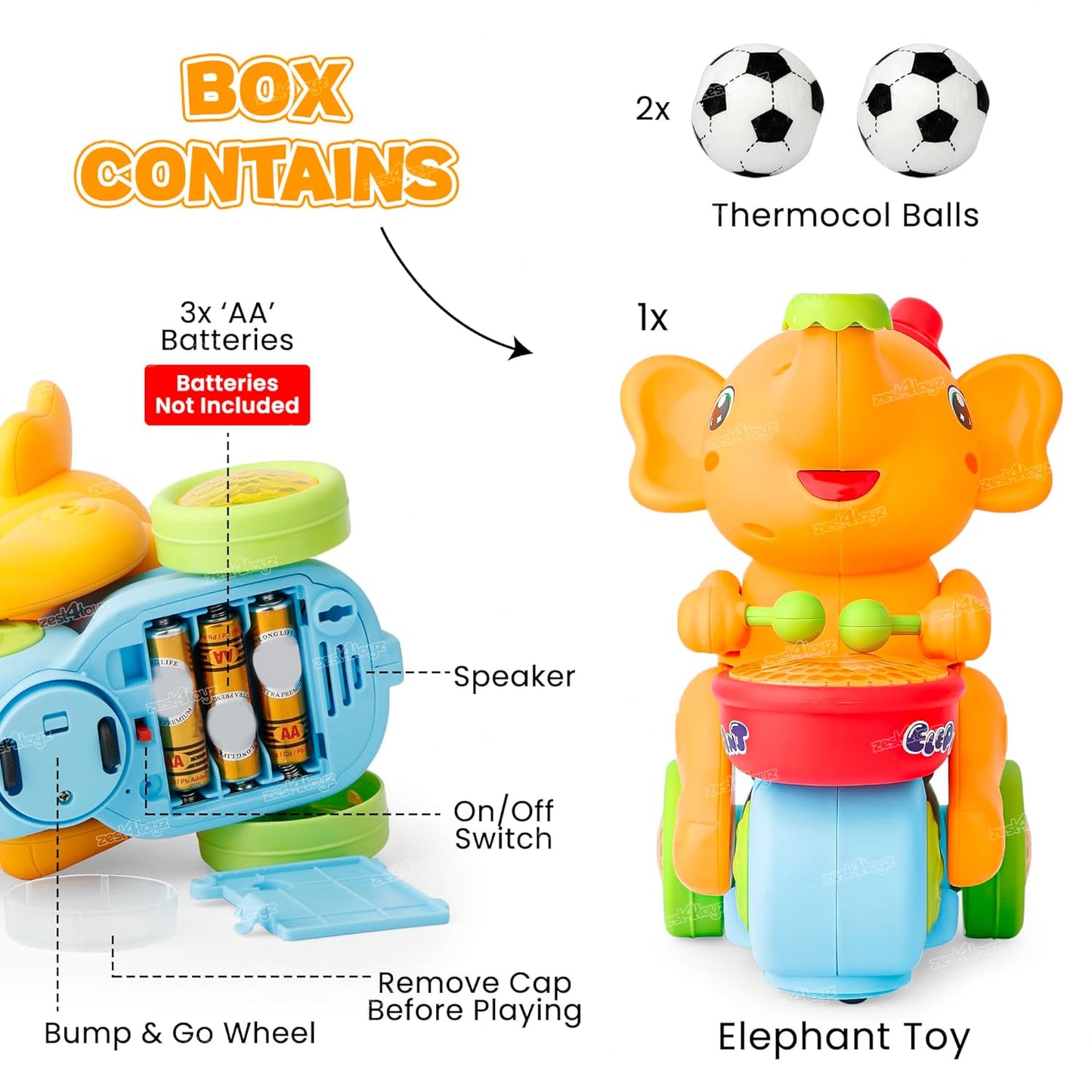 Toyz Musical Walking Elephant Drummer Toy