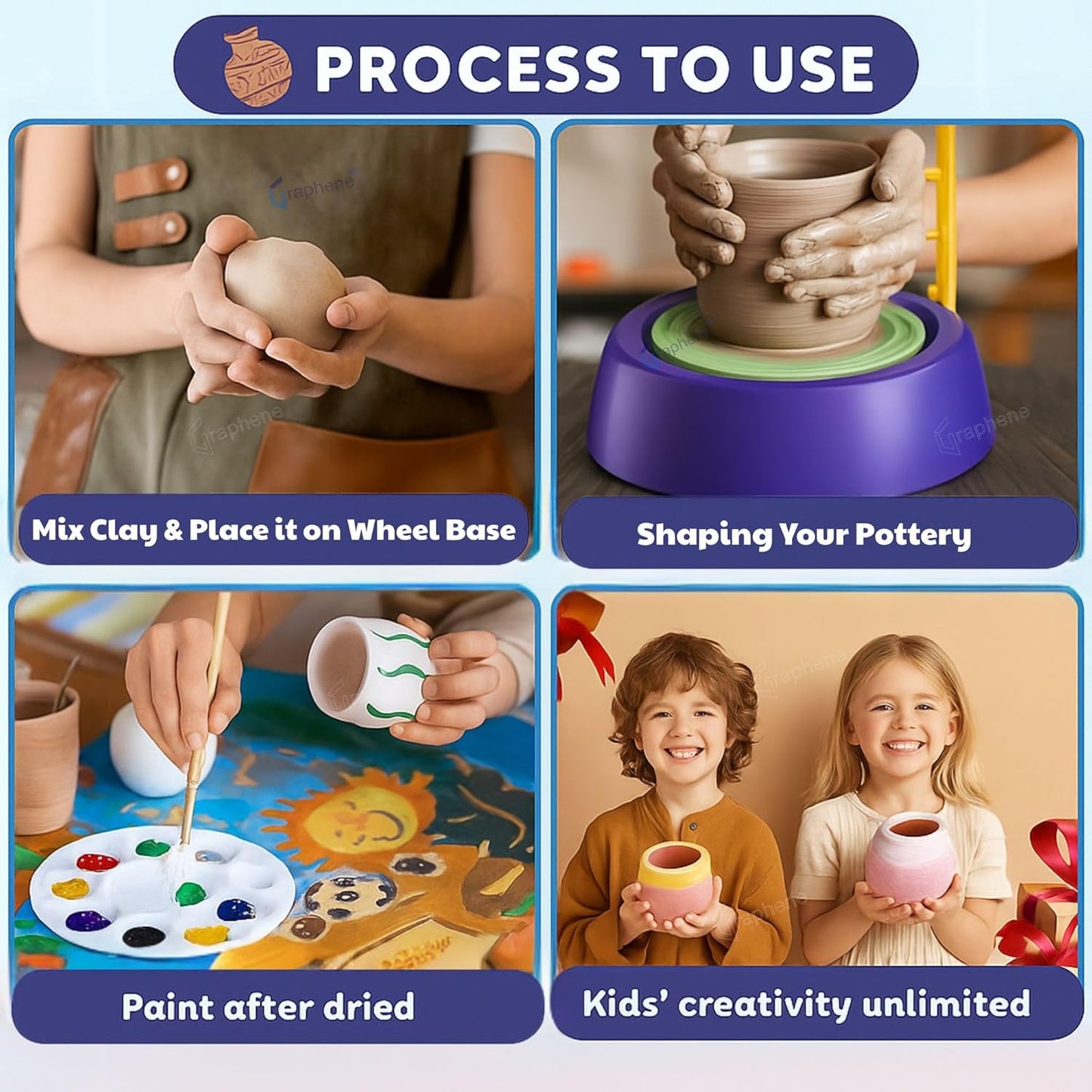 Kids Pottery Wheel Kit Battery Operated
