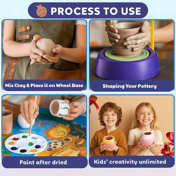 Kids Pottery Wheel Kit Battery Operated